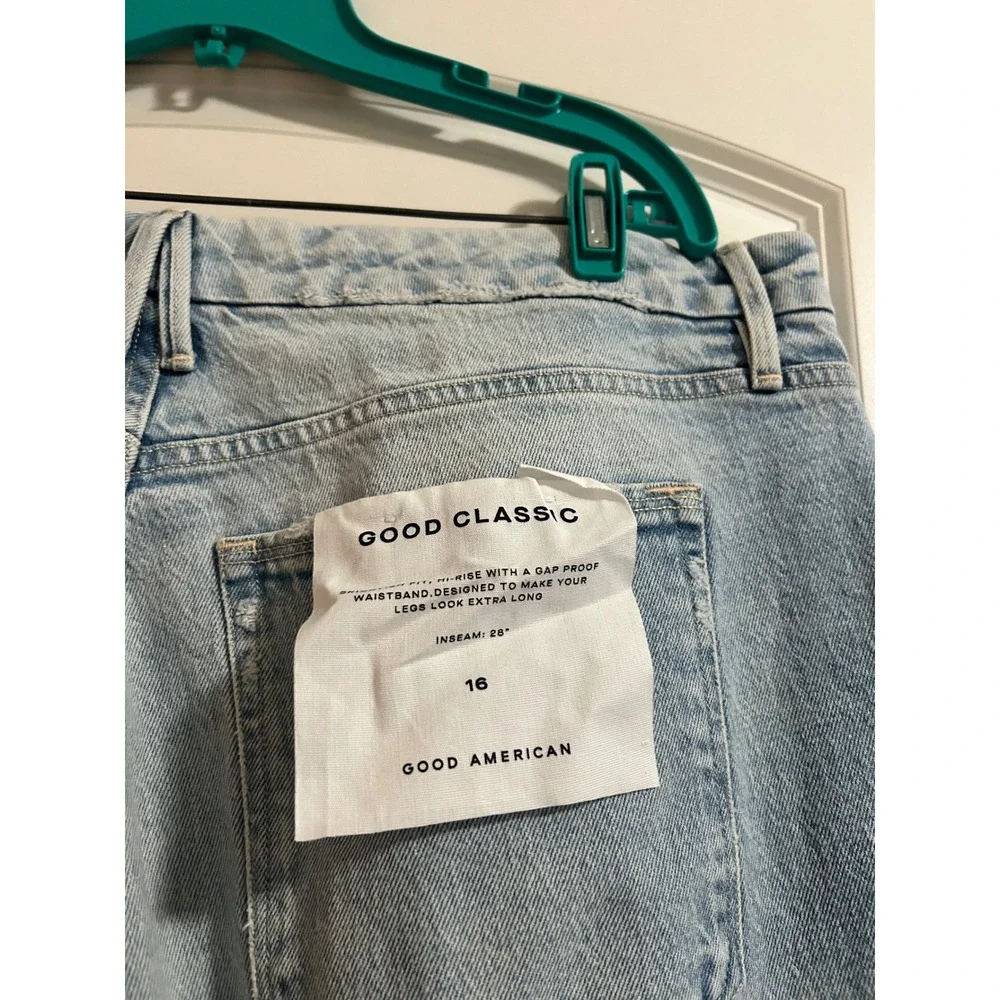 Good American Good Classic High Rise Straight Leg Jeans Blue636 Size‎ 16 NWT